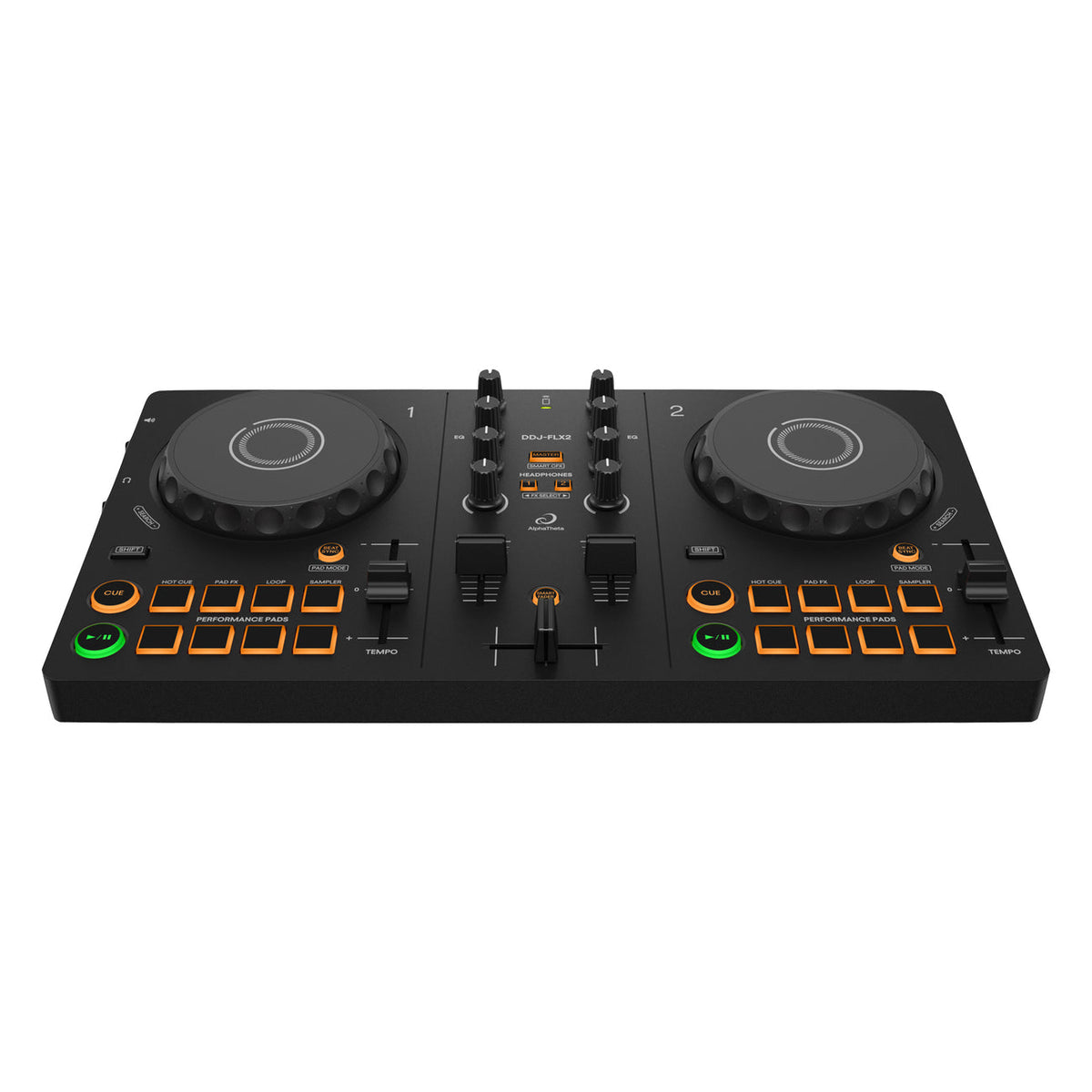 AlphaTheta DDJ-FLX2 with Pioneer DJ HDJ-CUE1 Headphones